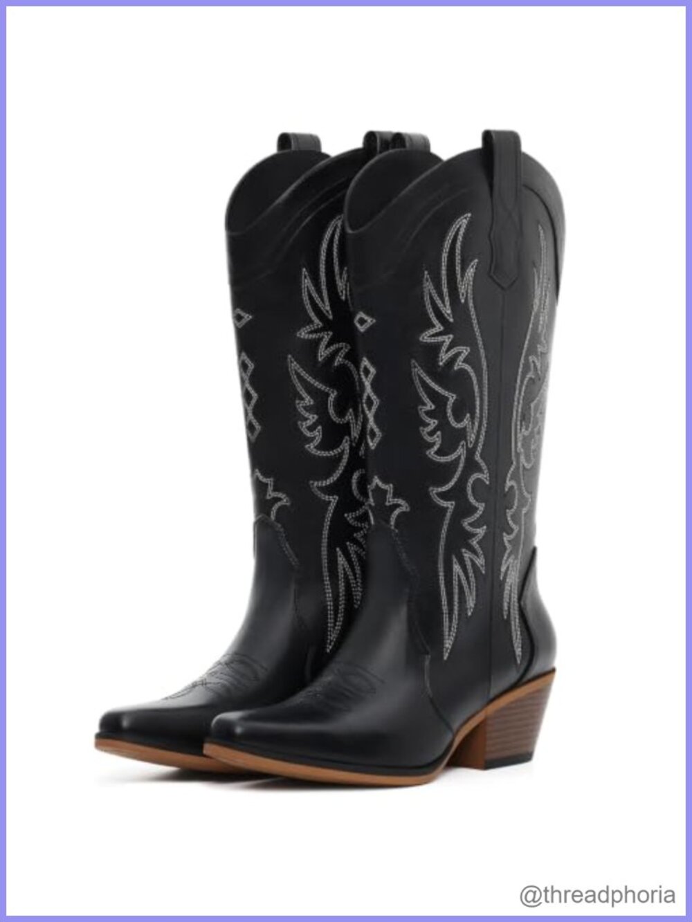 Cowboy Boots for Women Faux Leather Snip Toe Mid Calf Western Boots